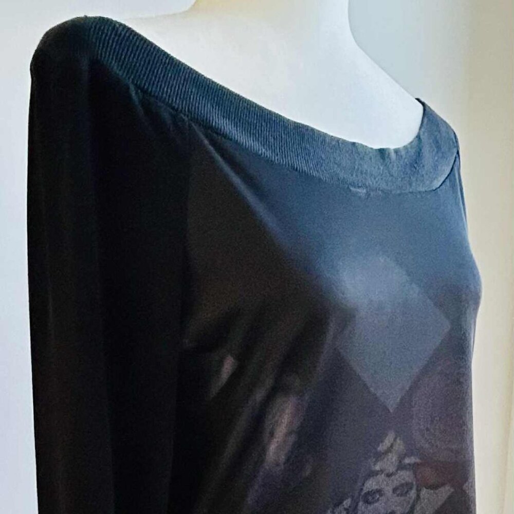 Vintage Simon Chang Black Pop Art Mesh Layered Long Sleeve Top – US M - Picture 5 of 13